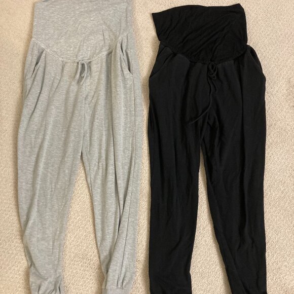 Seraphine Twin Pack Maternity Lounge Pant Joggers Black and Gray - Picture 5 of 6